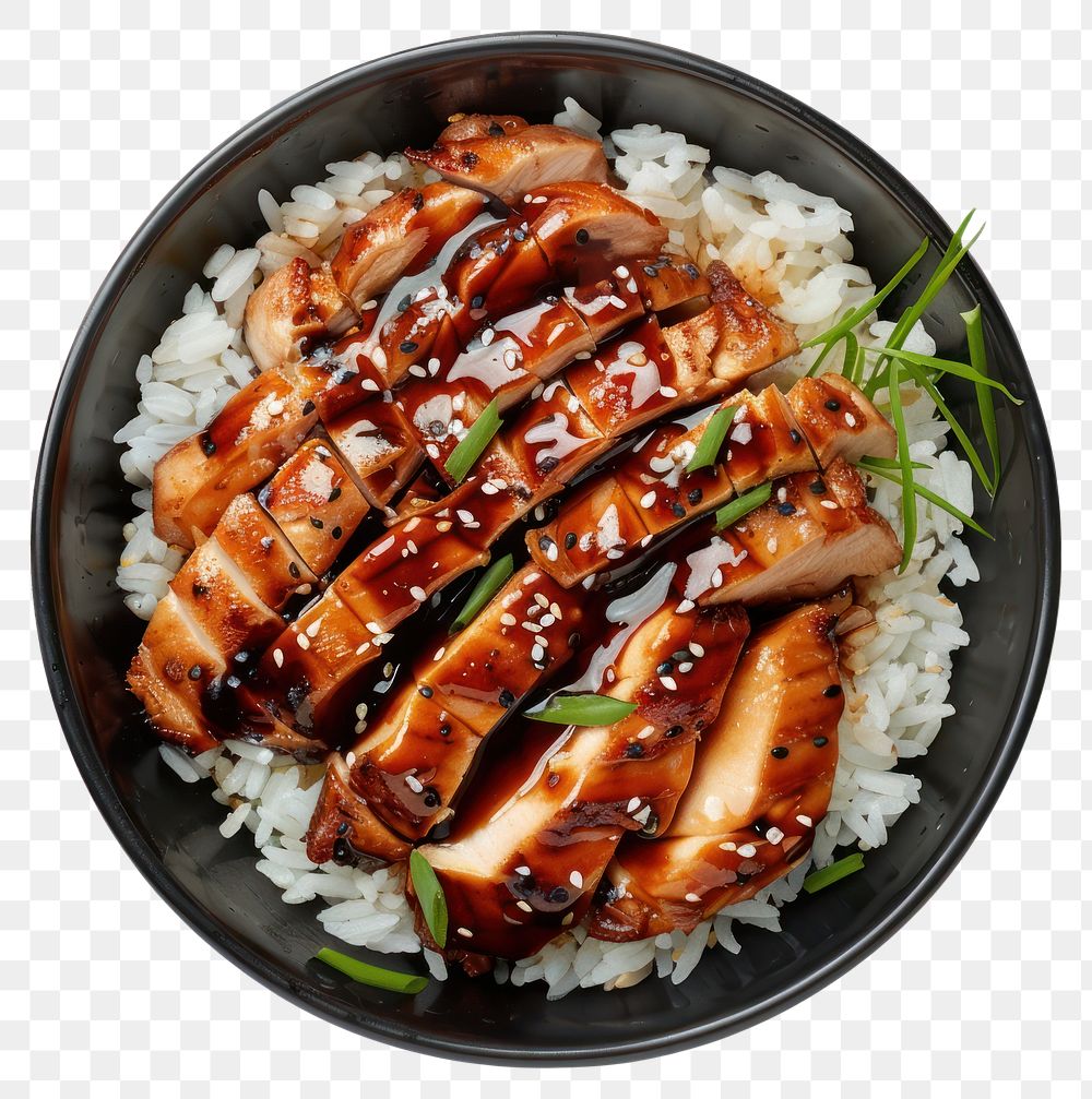 PNG Delicious teriyaki chicken rice bowl