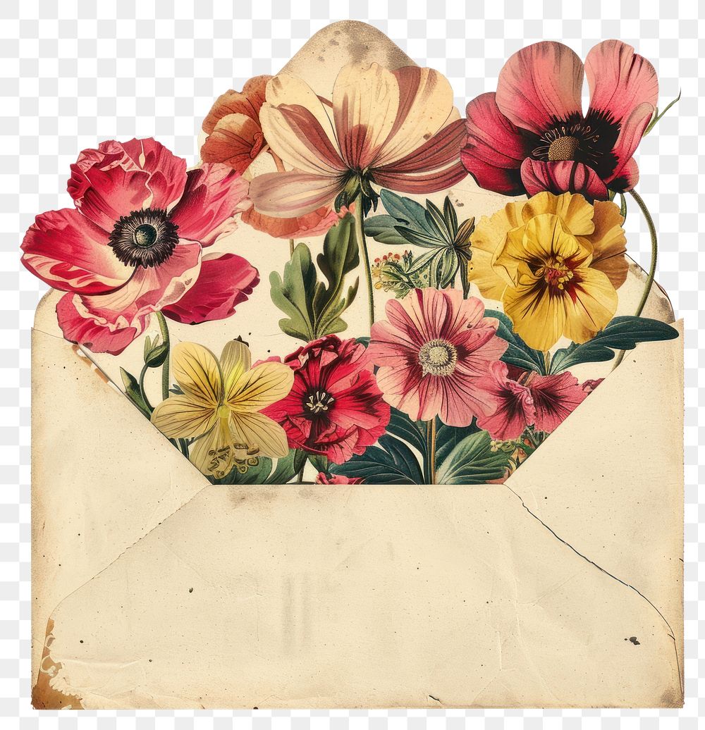 PNG The envelop with colorful vintage flowers asteraceae envelope painting.