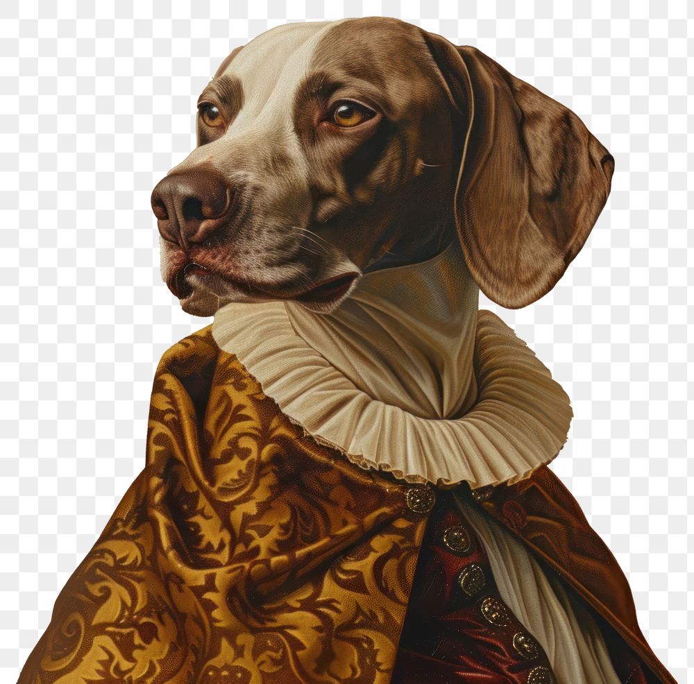 PNG  Regal dog in historical attire