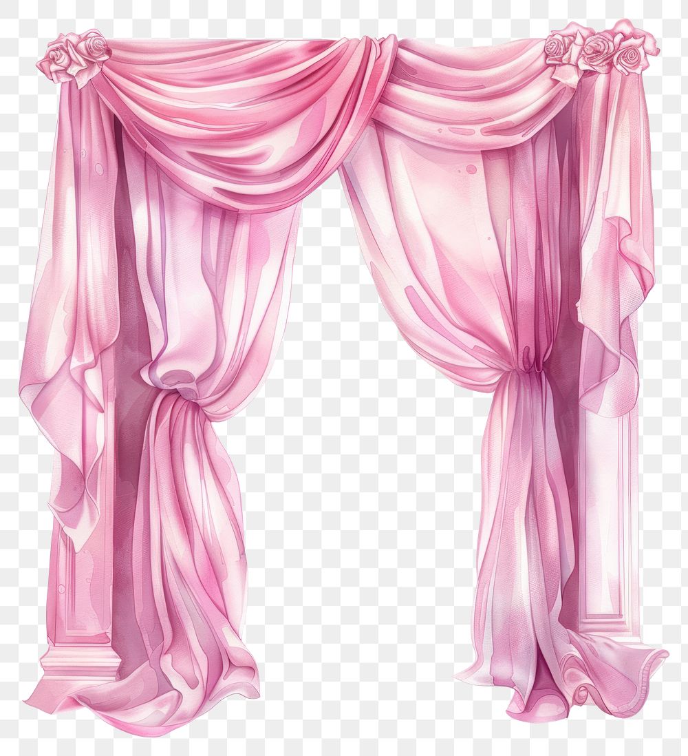 PNG Elegant pink draped curtains illustration