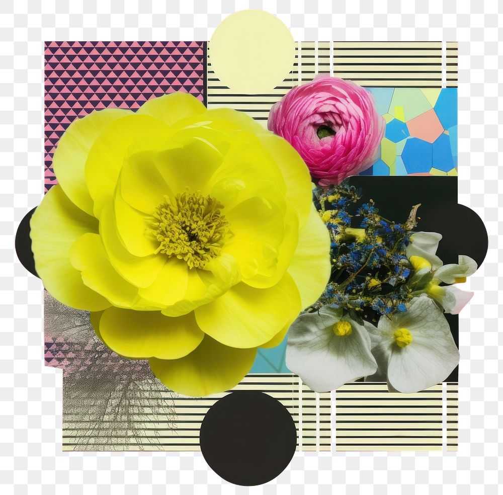 PNG Collage art of flower and cmyk print marks collage graphics envelope.