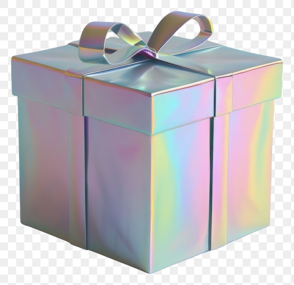 PNG Holographic gift box with bow