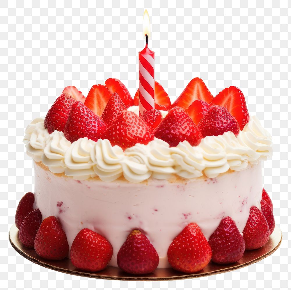 PNG Strawberry cake with candle