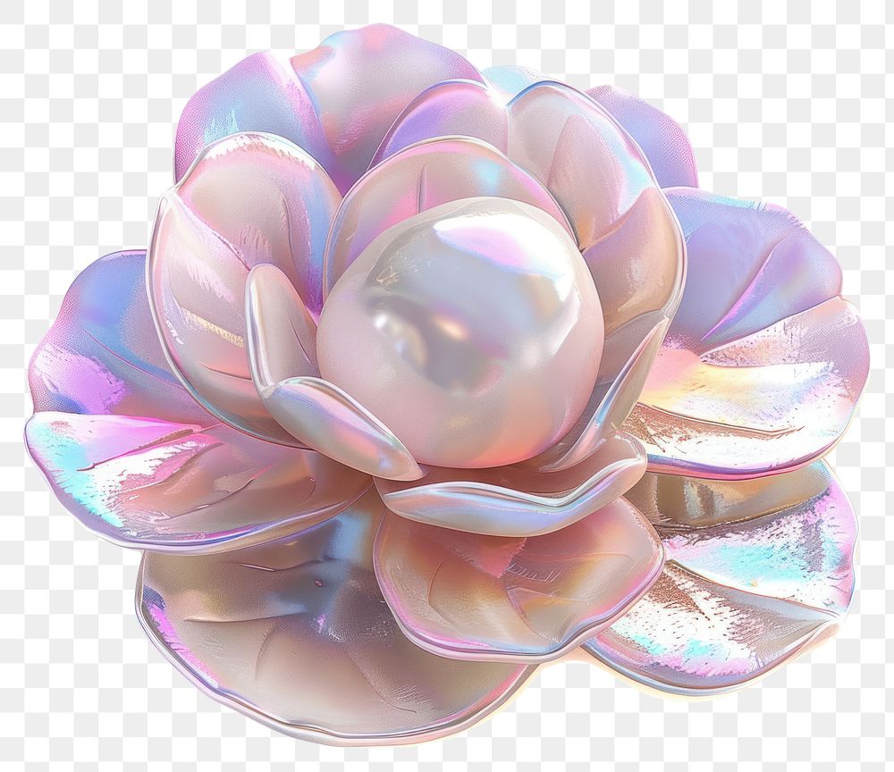 PNG Iridescent flower with pearl center