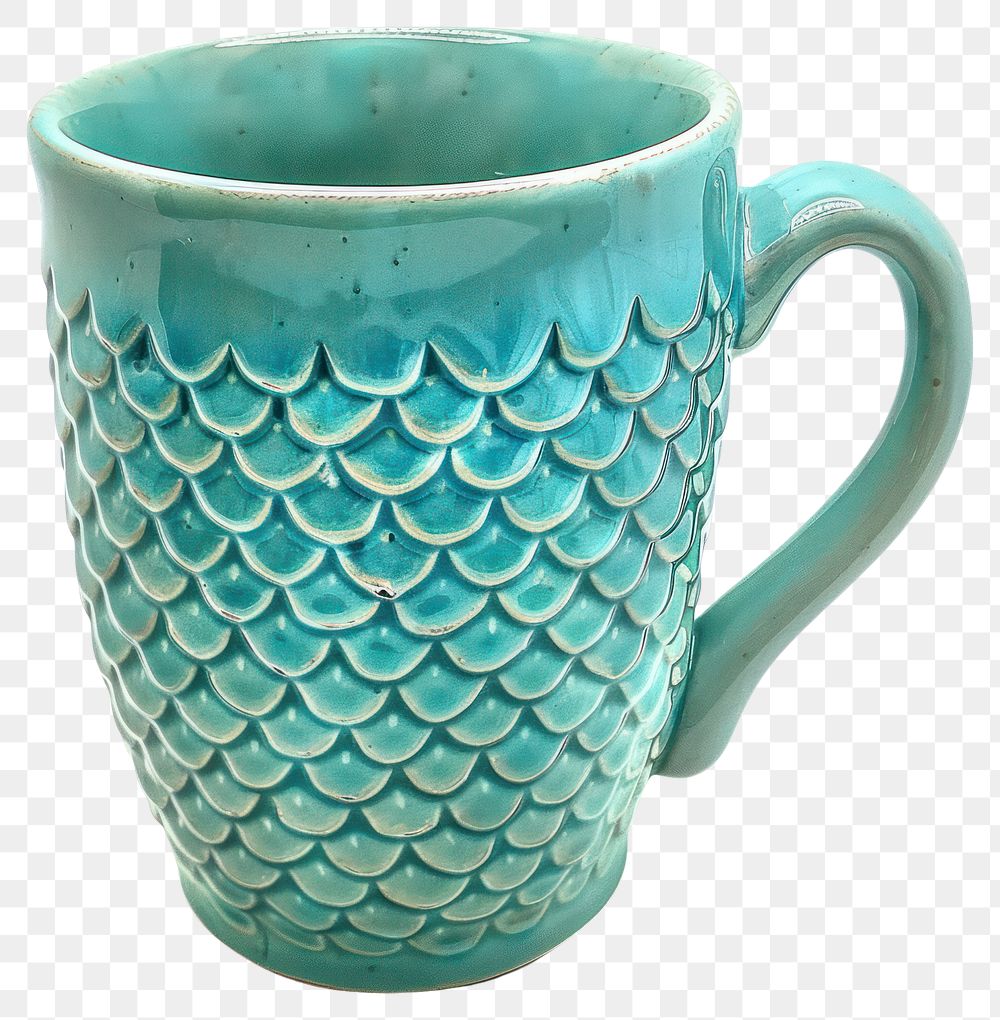 PNG Turquoise ceramic fish scale mug