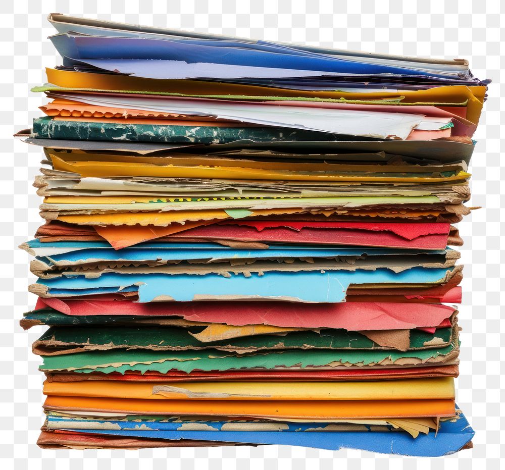 PNG Colorful stacked torn papers