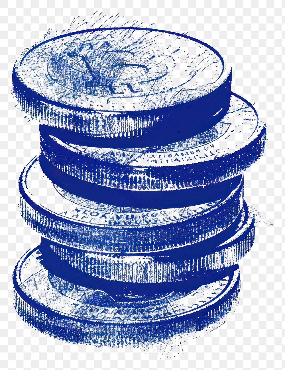 Blue sketch coins stack illustration