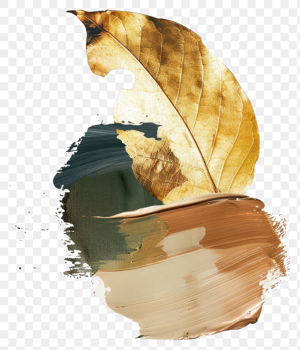 PNG Abstract golden leaf brushstrokes