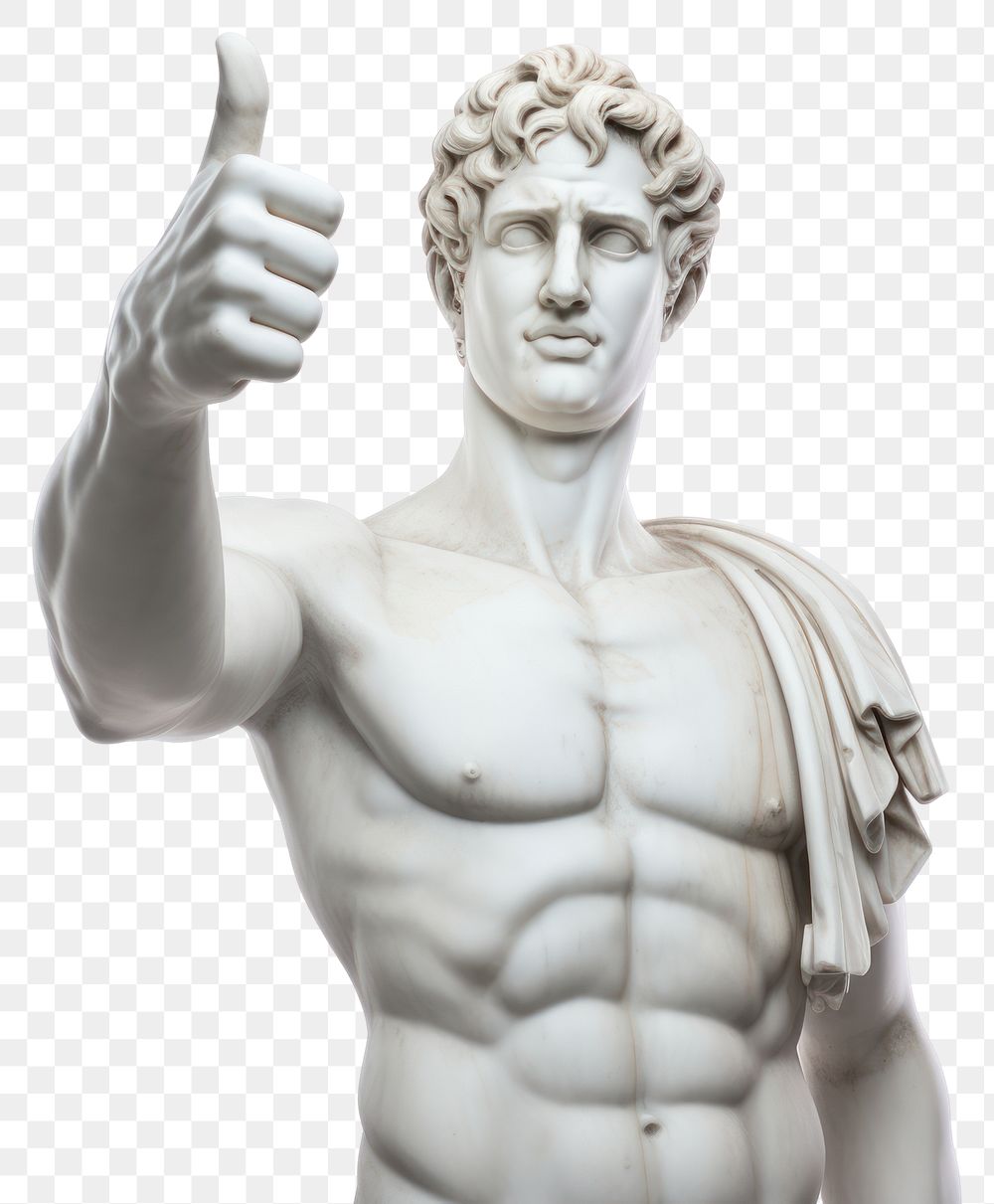 PNG Classical statue giving thumbs up