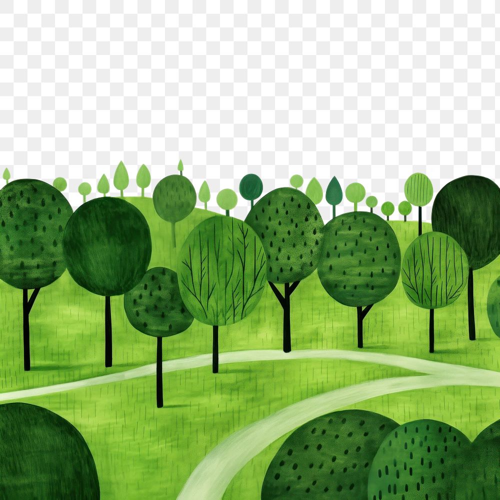 Lush green forest border, transparent background