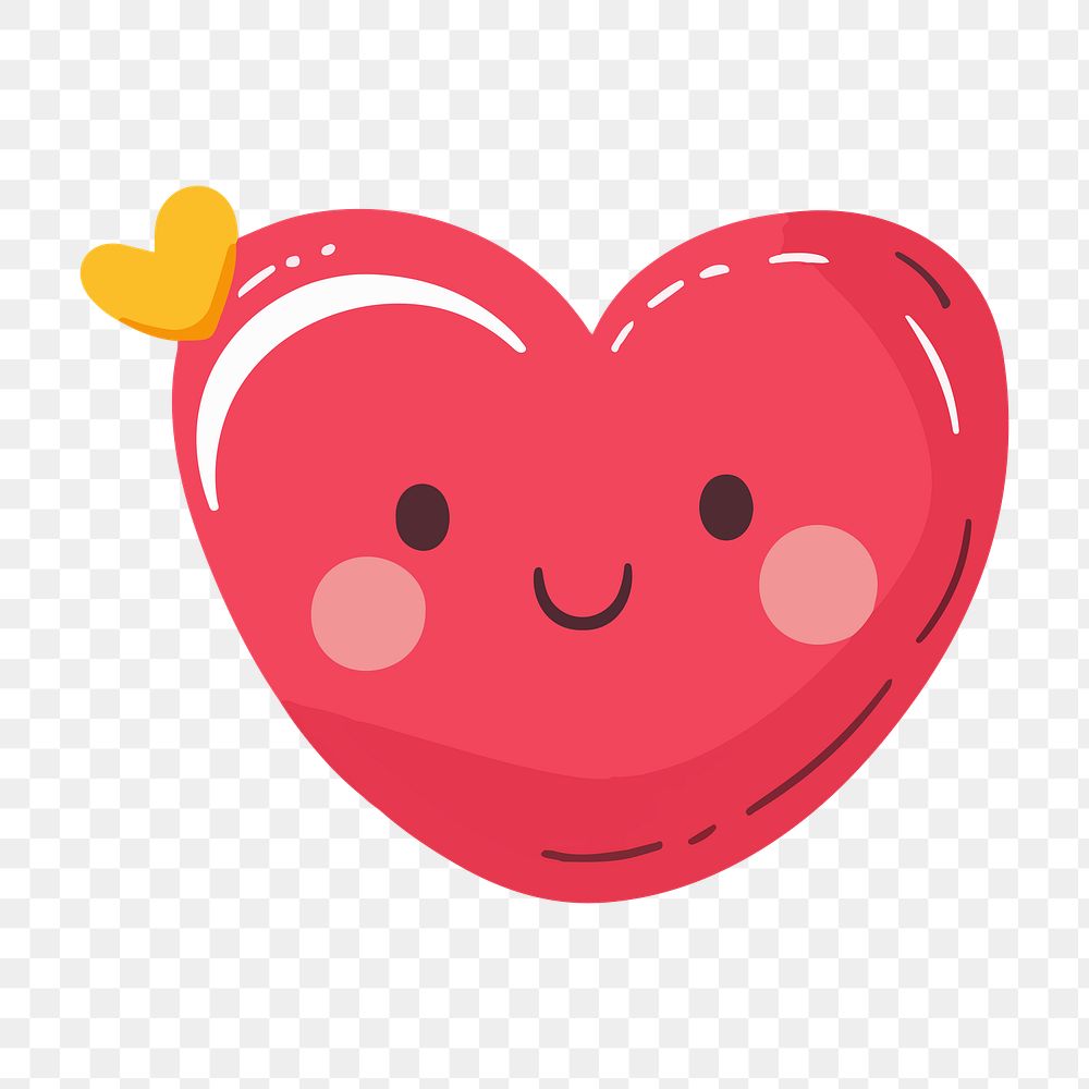 PNG cute heart character element, transparent background