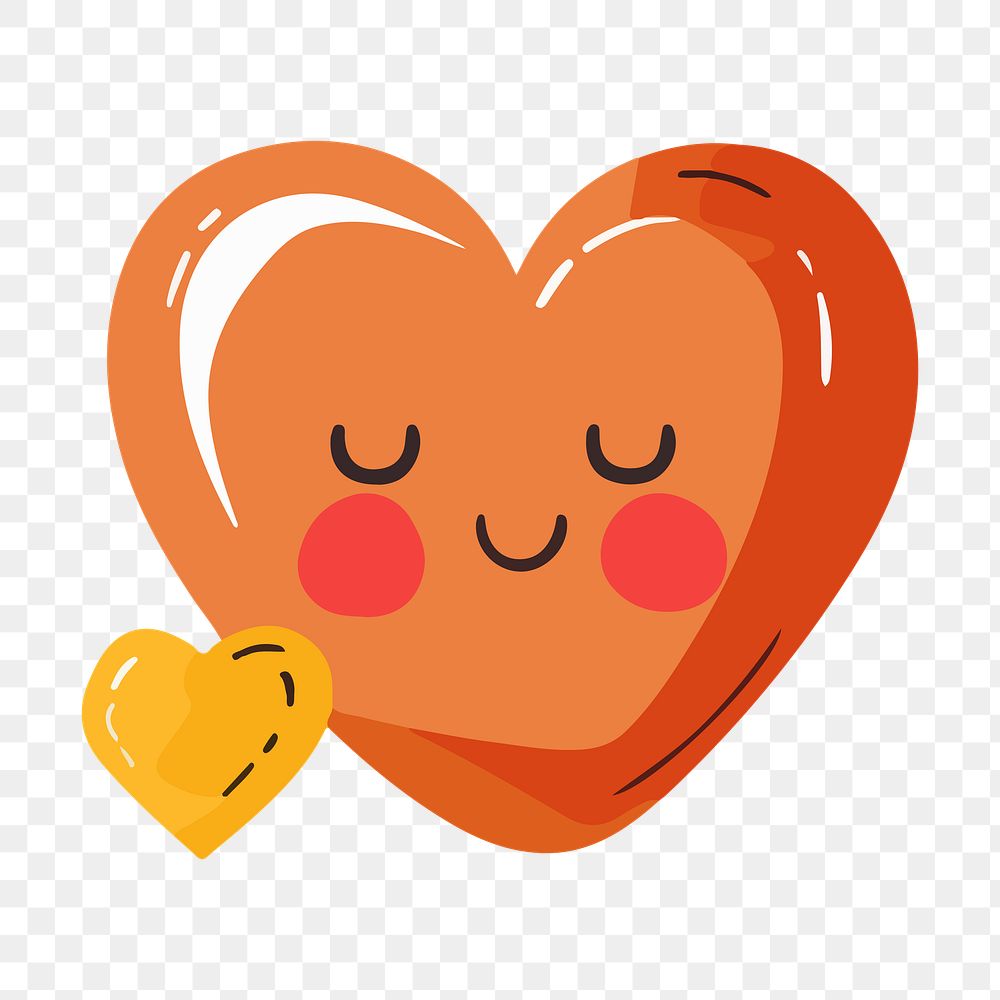 PNG cute heart character element, transparent background