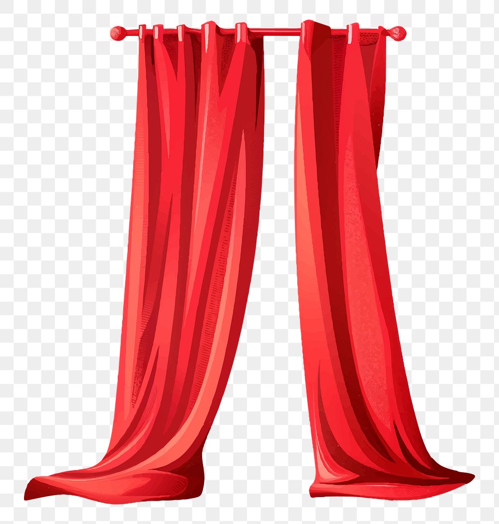 PNG opened red curtain vector  element, transparent background