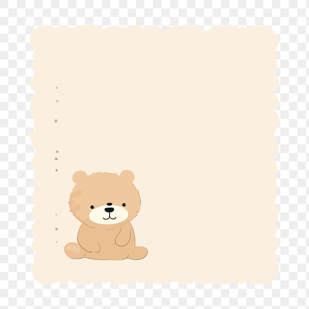 PNG Cute bear paper notes illustration, transparent background