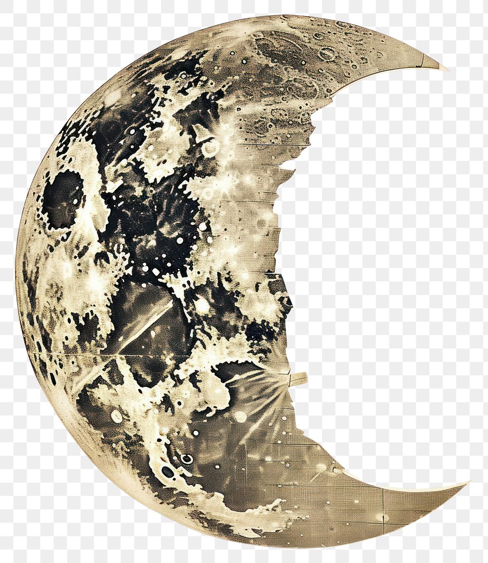 PNG Vintage crescent moon illustration