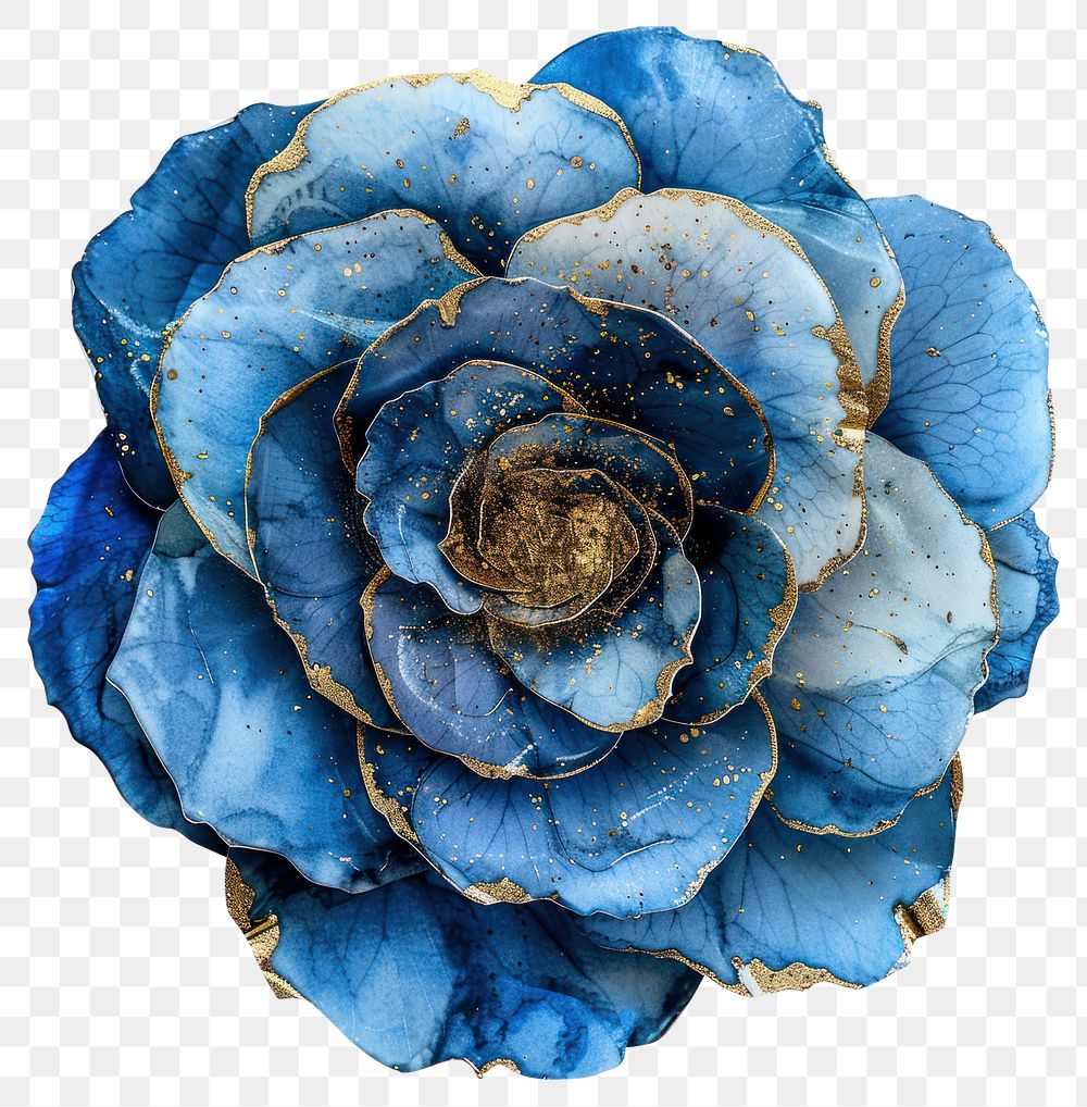 PNG  Blue flower with golden accents