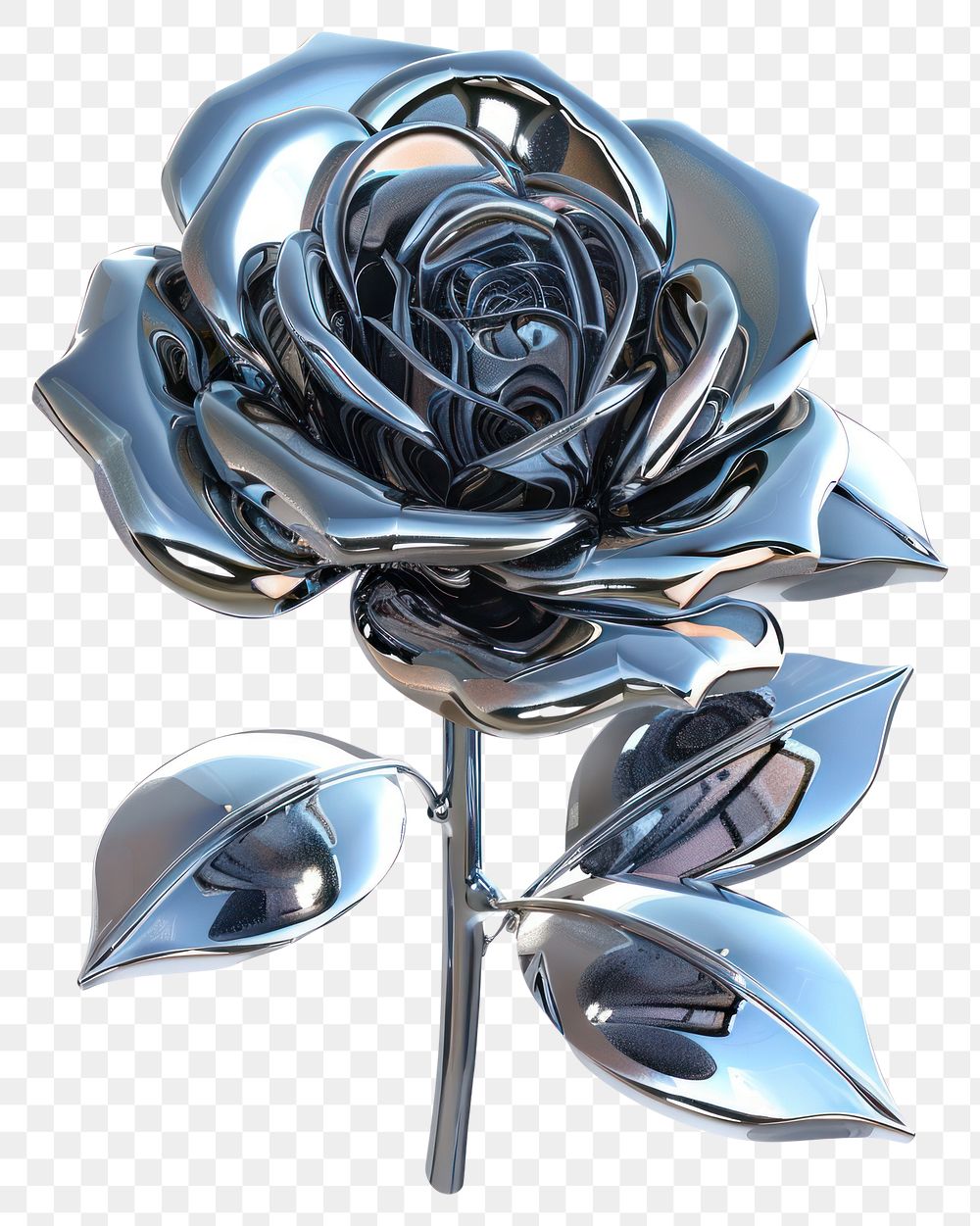 PNG Futuristic metallic rose illustration