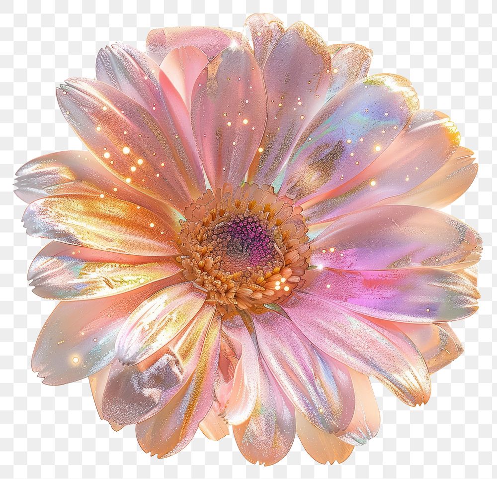 PNG  Iridescent flower with sparkling petals