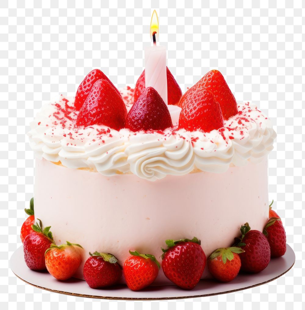 PNG Birthday strawberry cake dessert produce cream.