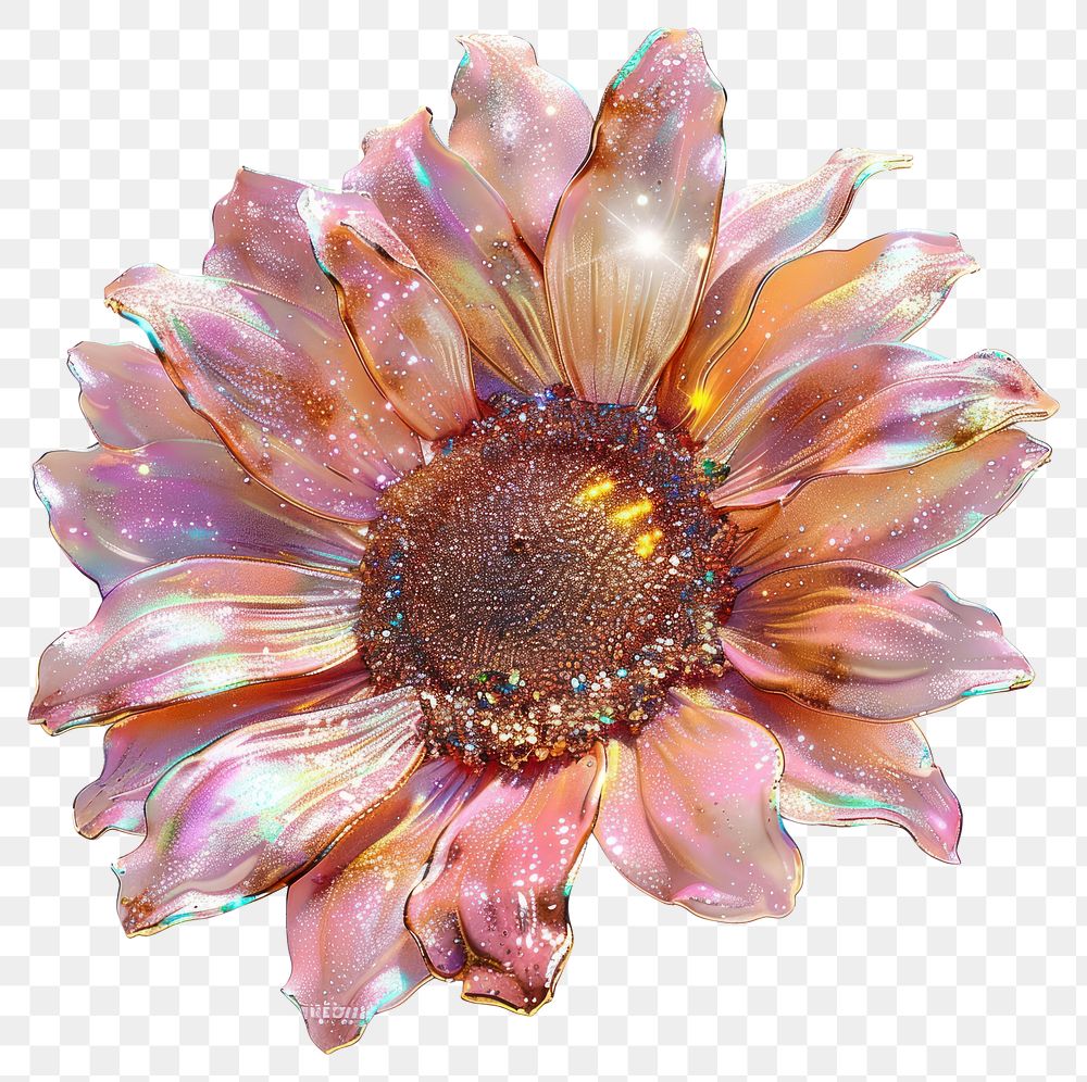 Glittering iridescent sunflower art