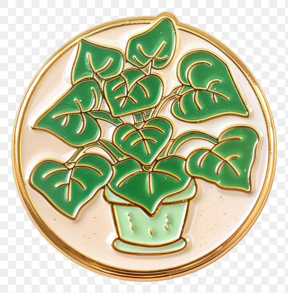 Green plant enamel pin