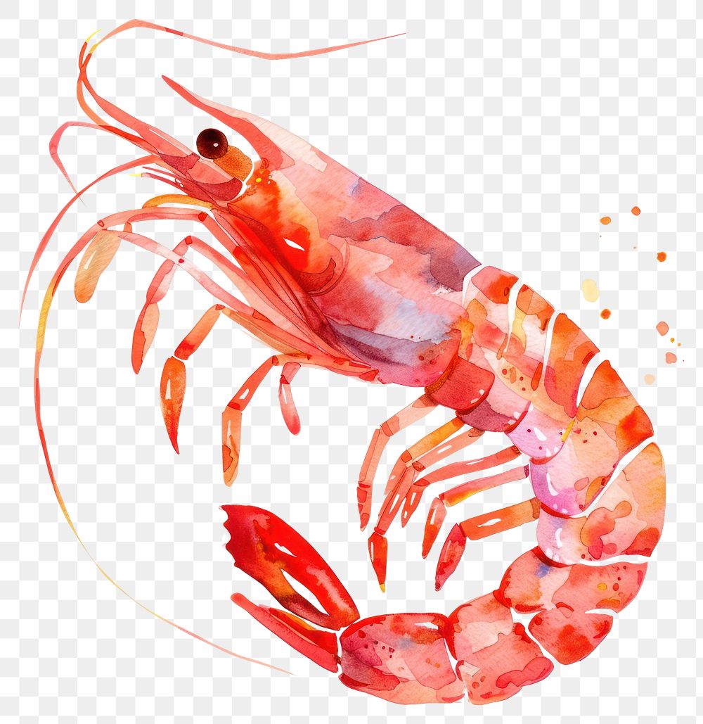 PNG Vibrant watercolor shrimp illustration