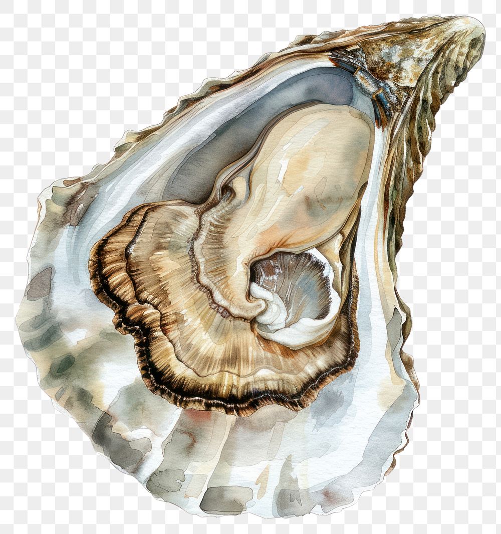 PNG Detailed watercolor oyster illustration