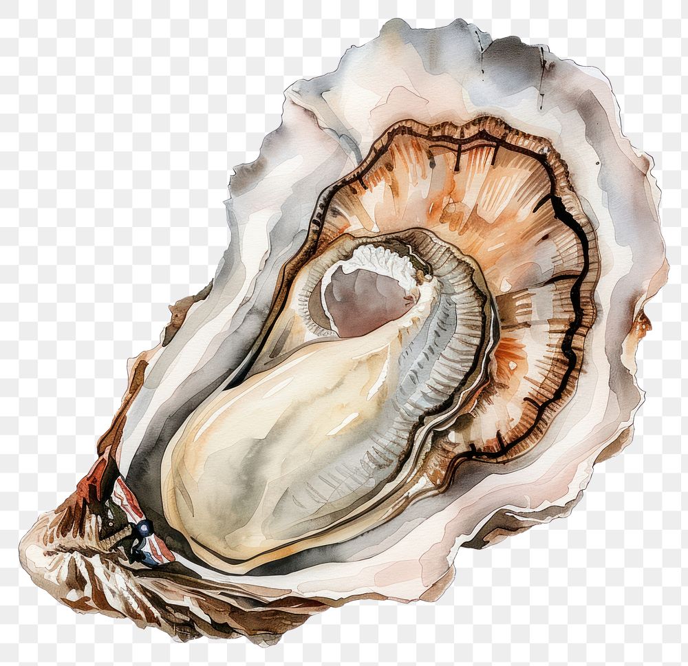 PNG Detailed watercolor oyster illustration