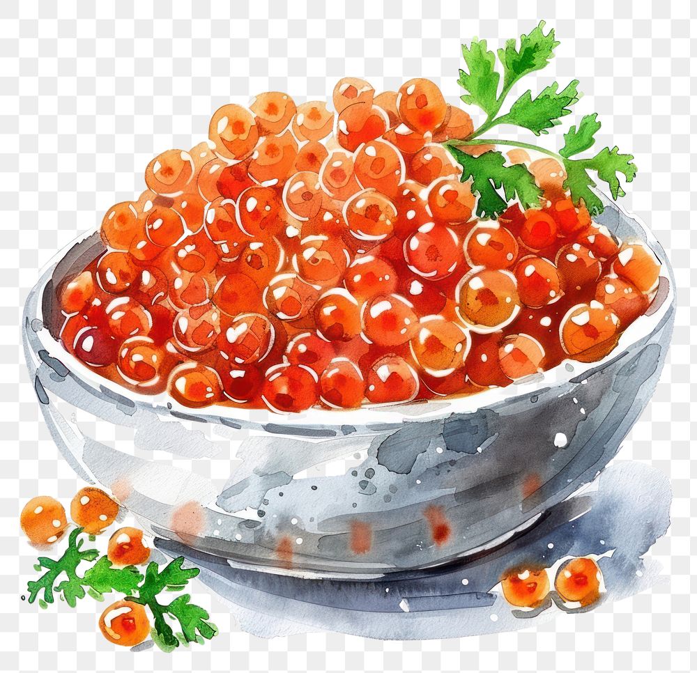 PNG Watercolor caviar bowl illustration