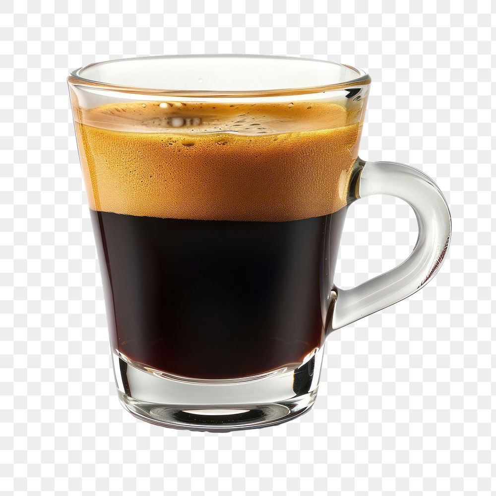 Rich espresso in glass cup