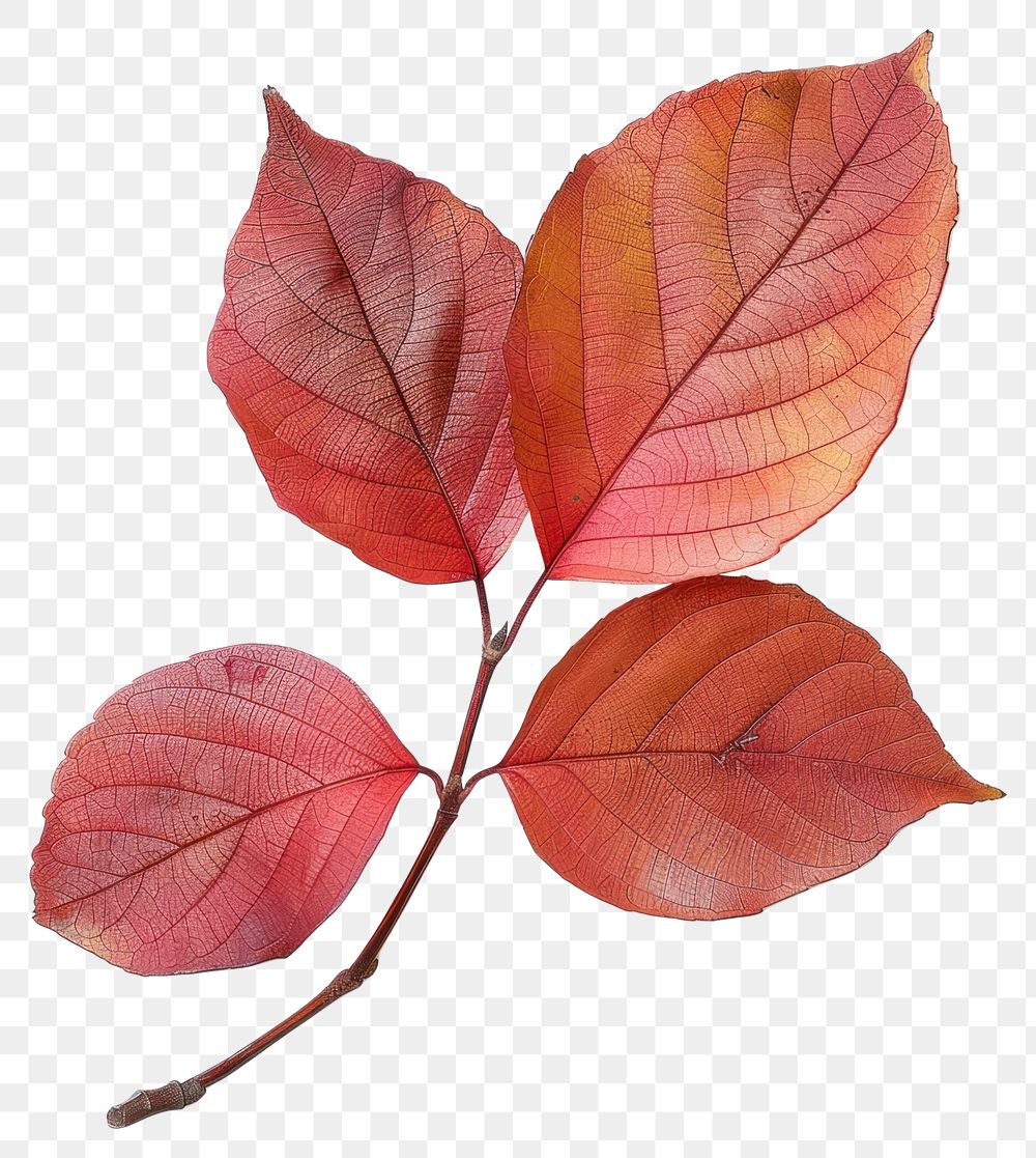 PNG  Vibrant autumn red leaves