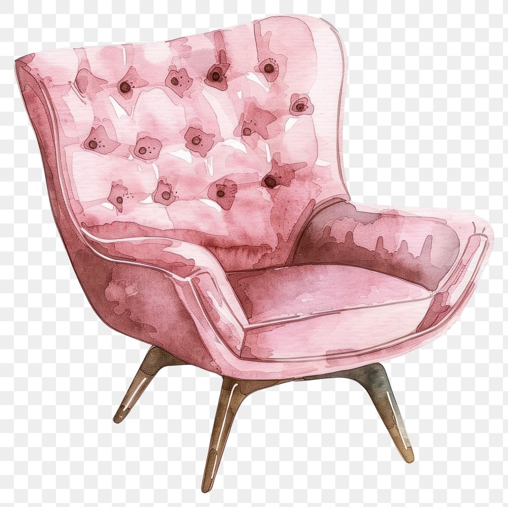 PNG  Elegant pink watercolor armchair illustration