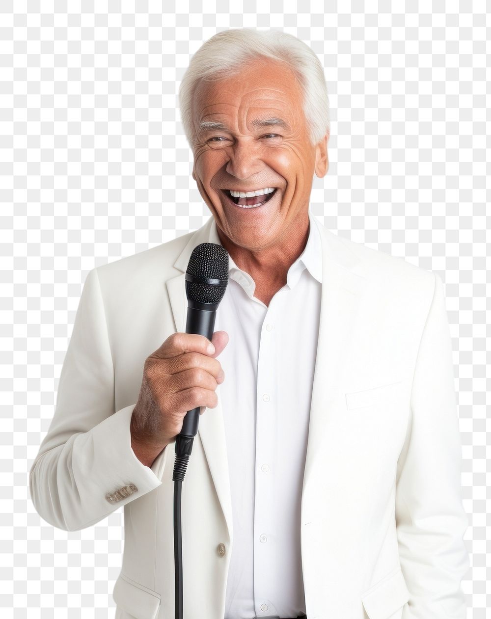 PNG Microphone smiling blazer adult. mobile wallpaper