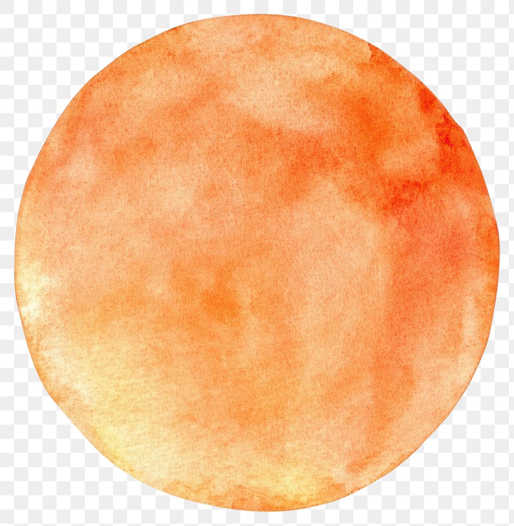 PNG Orange watercolor circle art hand-painted background.