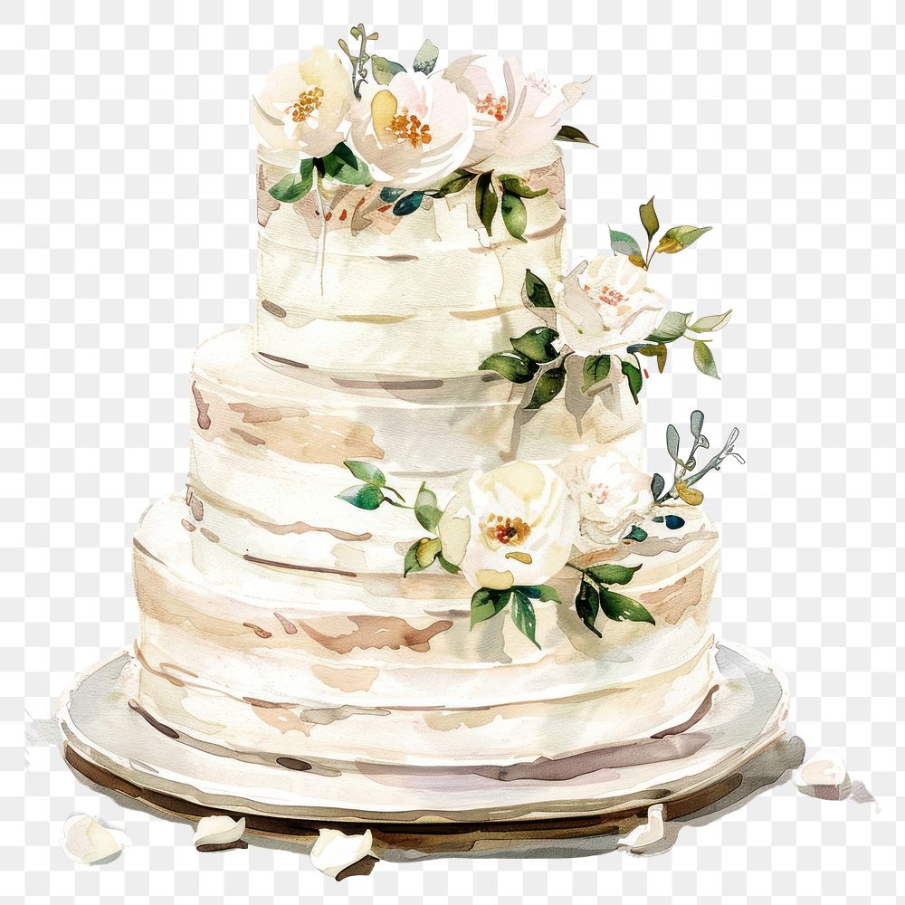 PNG Elegant watercolor wedding cake