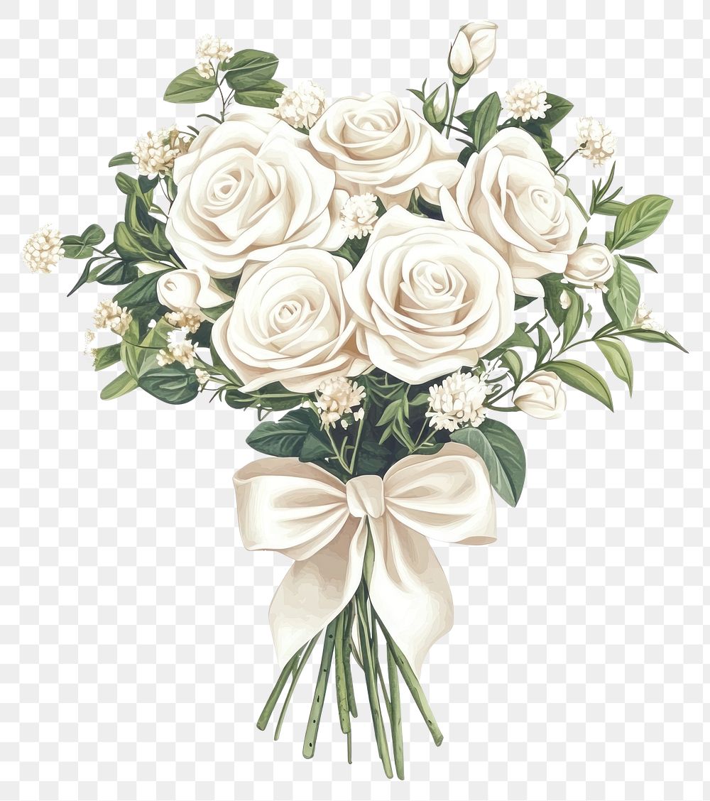 PNG Elegant white rose bouquet illustration