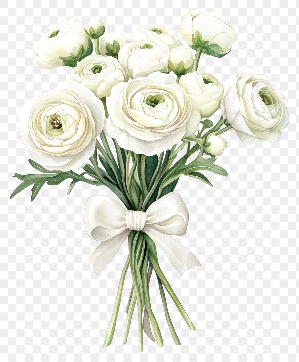 PNG Elegant white floral bouquet illustration