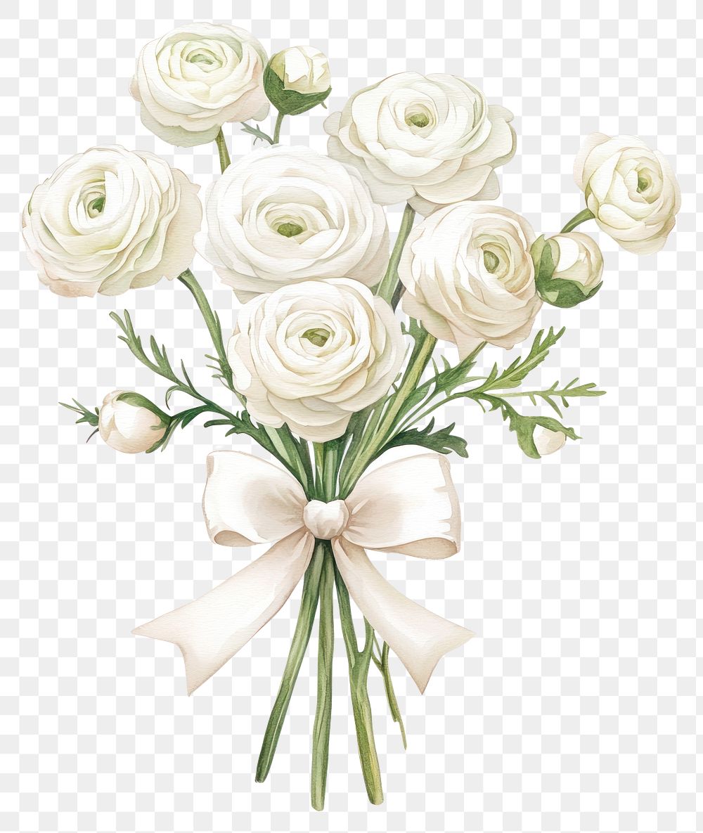 PNG Elegant white floral bouquet illustration