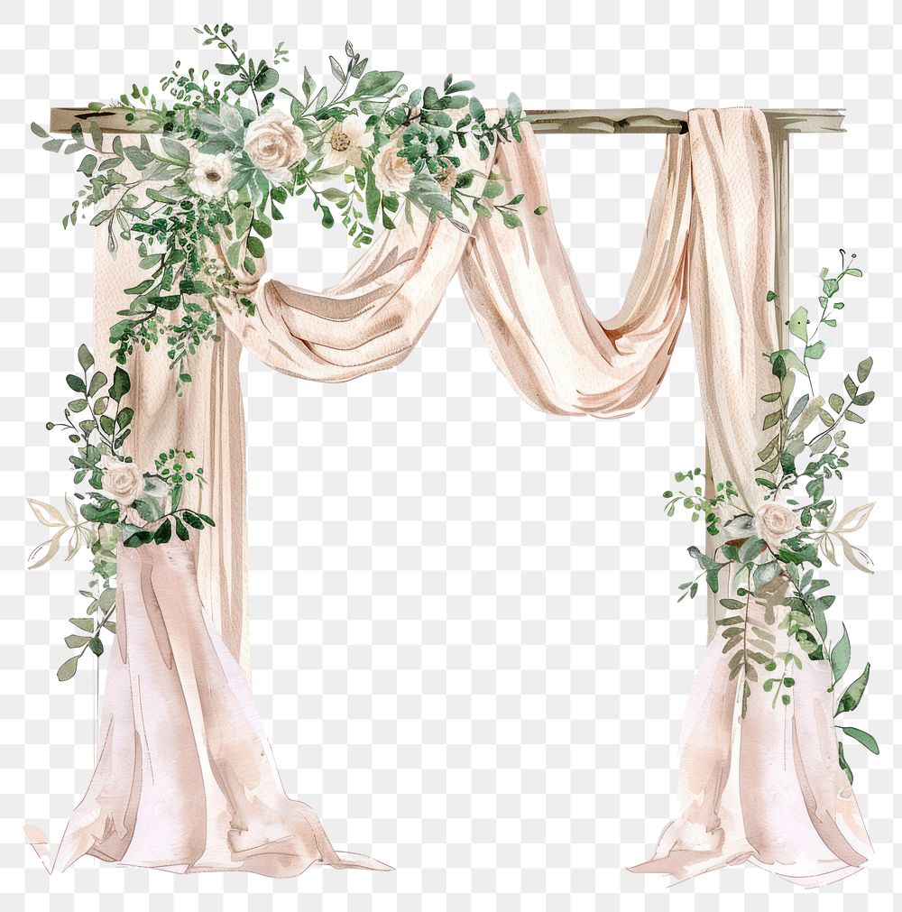 PNG Elegant floral wedding arch illustration