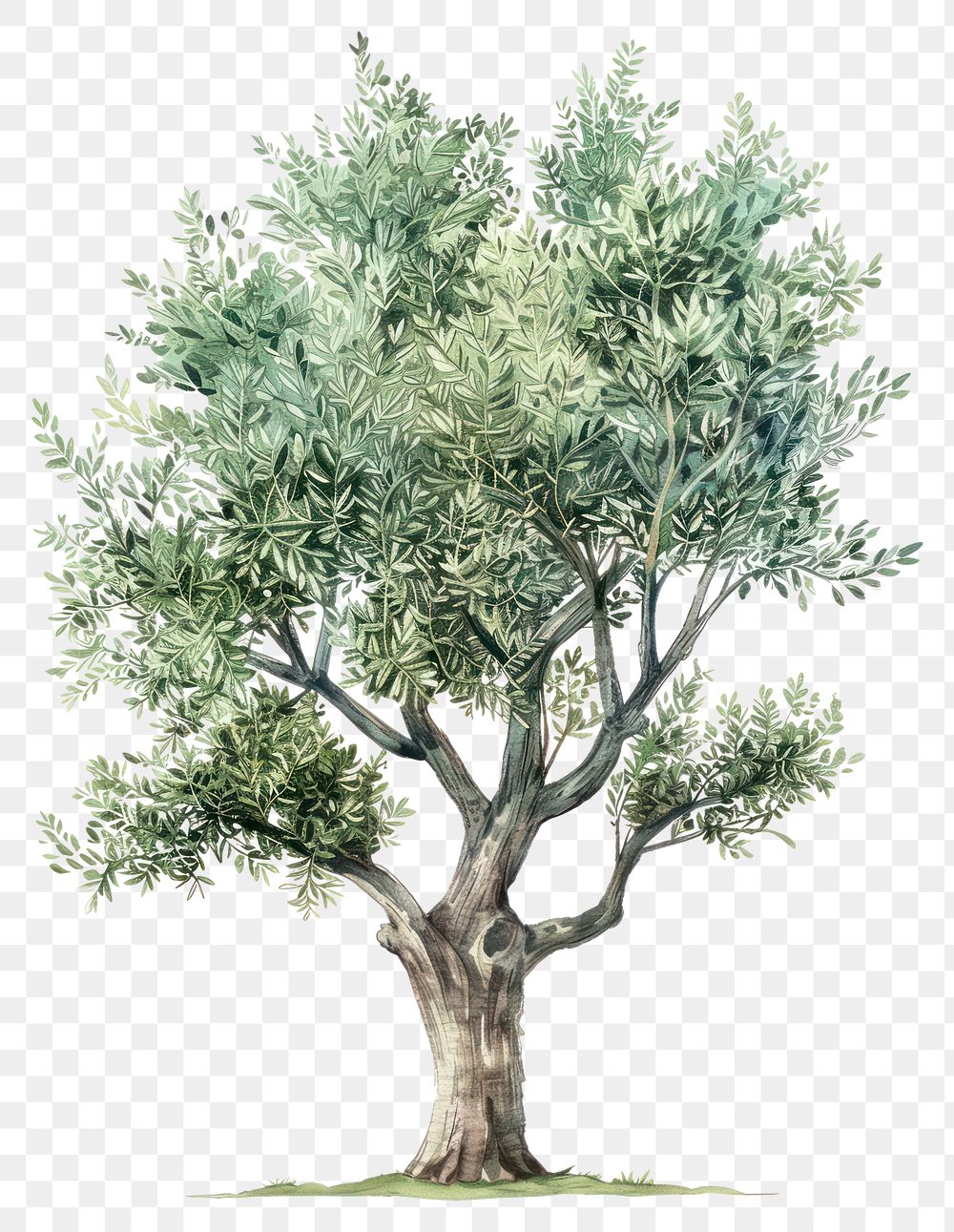 PNG Elegant watercolor olive tree illustration