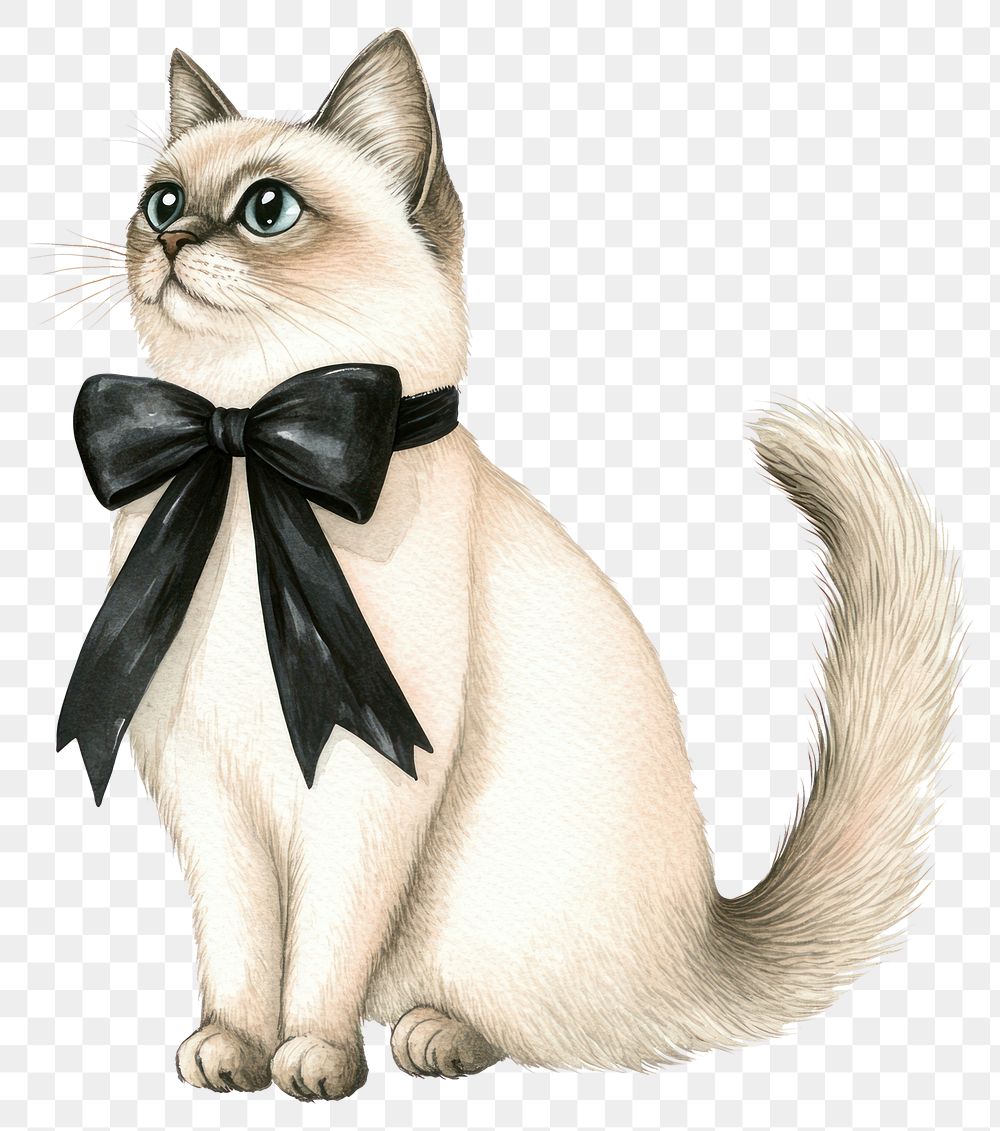 PNG Elegant cat with black bow