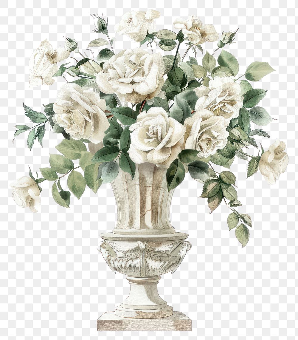 PNG Elegant white rose bouquet illustration