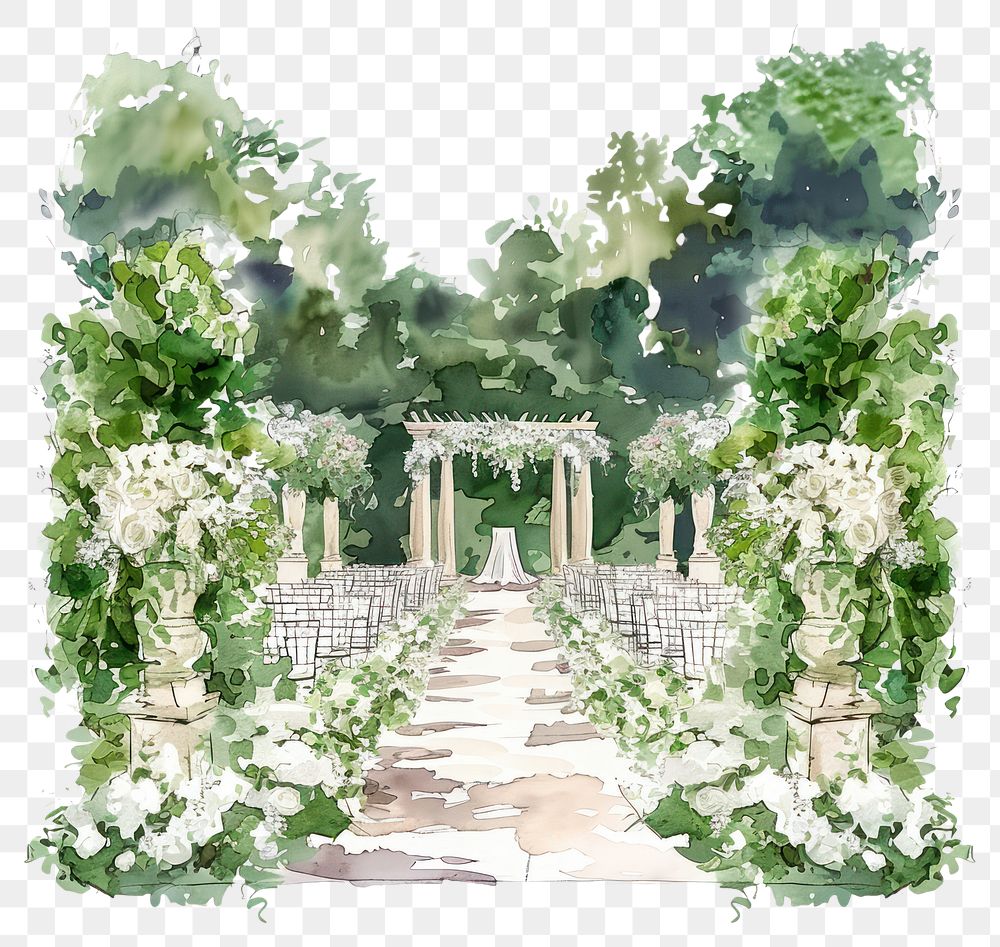 PNG Elegant outdoor wedding venue illustration