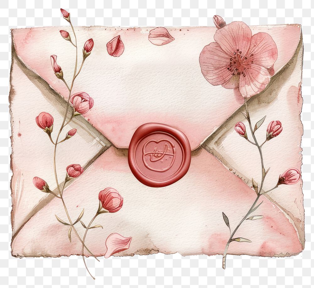 PNG Vintage floral envelope illustration