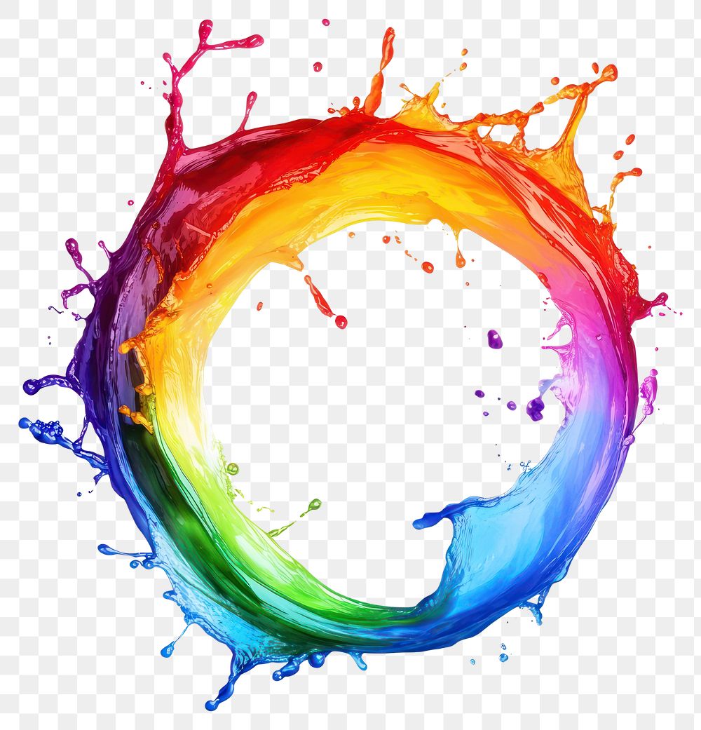 Rainbow splash circle effect art.