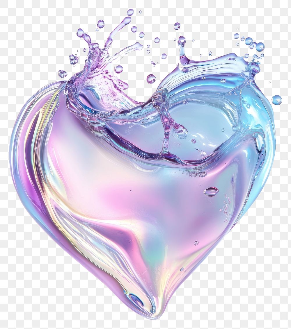 Clear gel splash colors heart shape.