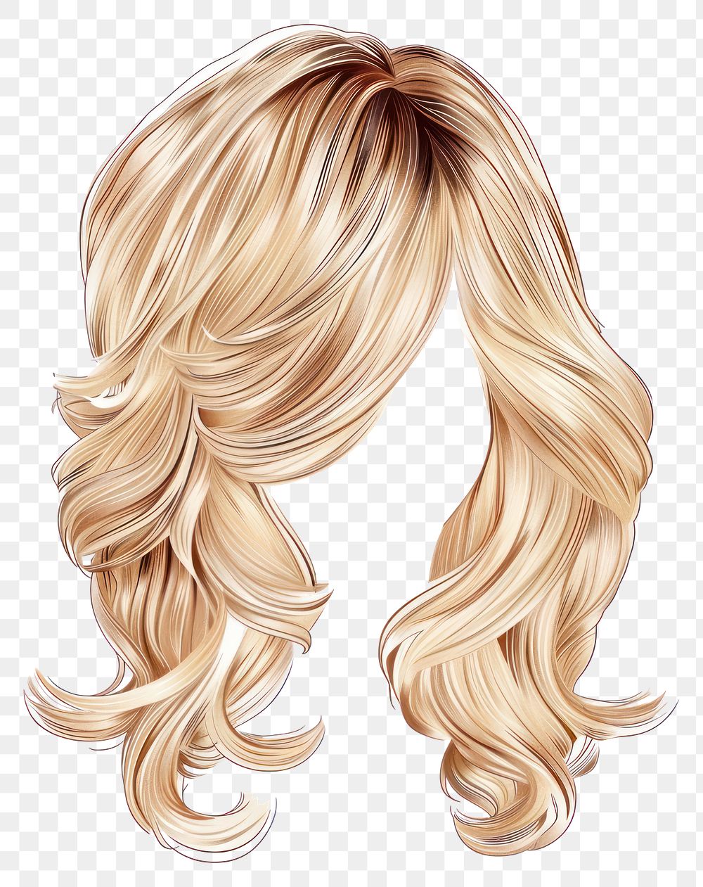 PNG Blonde wavy hair illustration