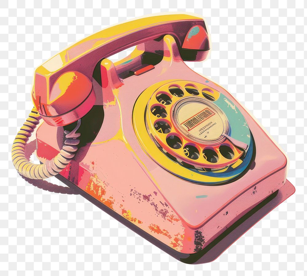 PNG Vintage colorful rotary dial telephone