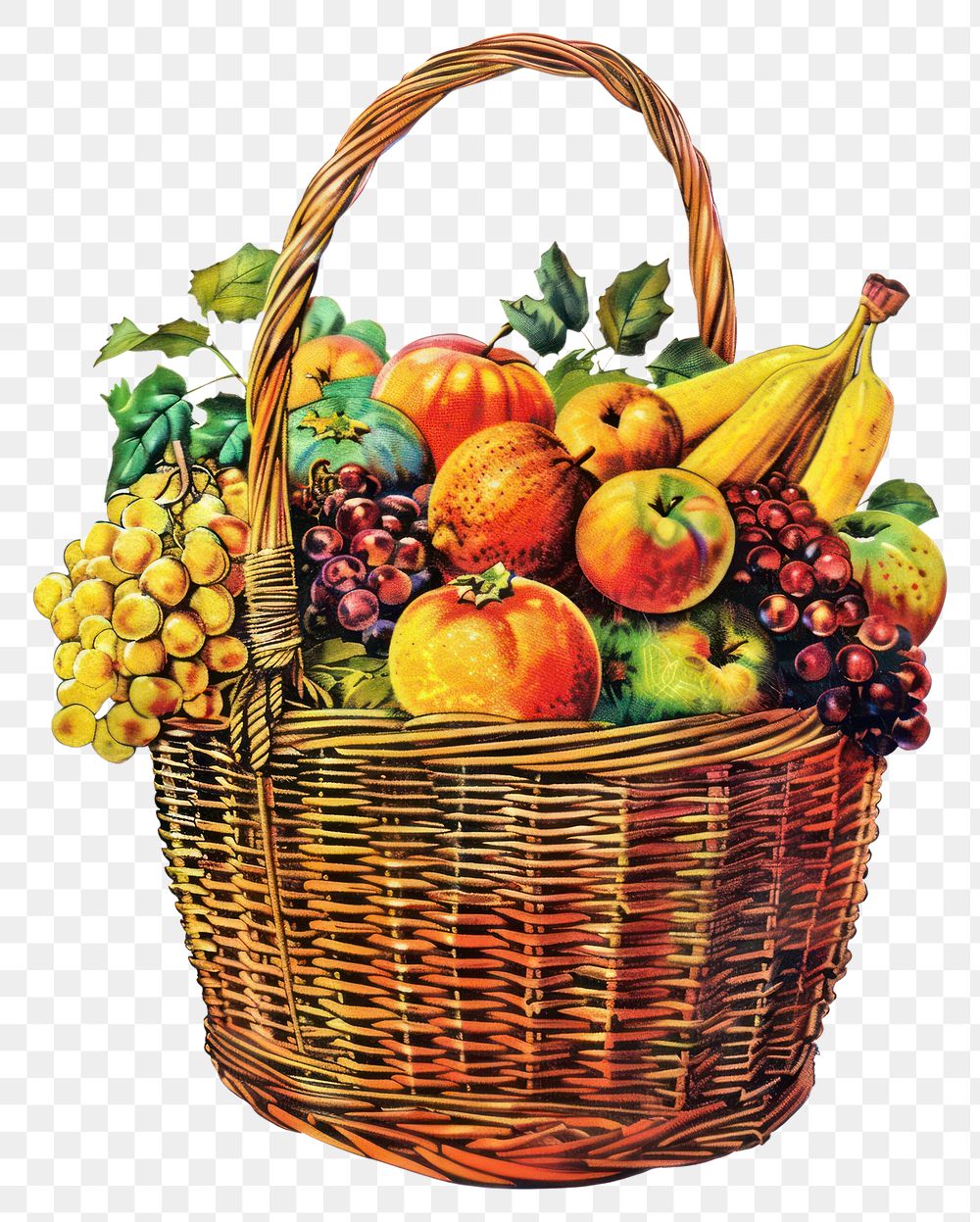 PNG Colorful basket of fresh fruits