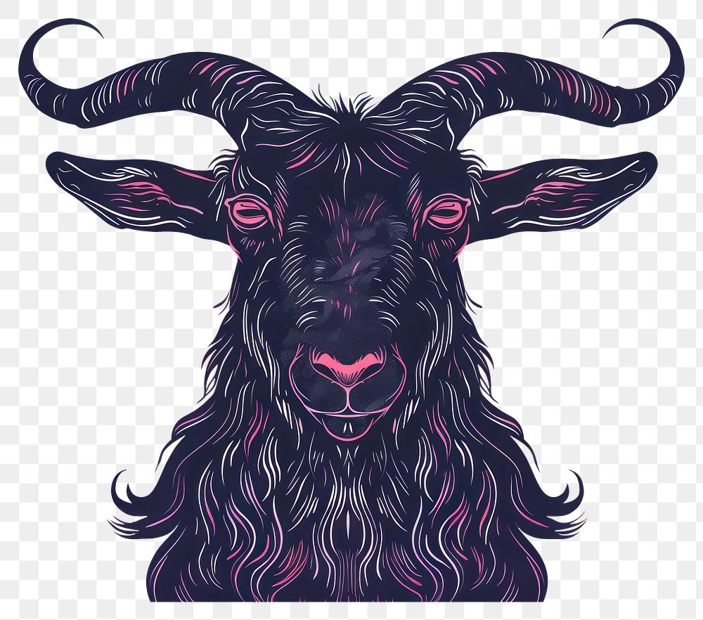 PNG Intricate goat illustration with pink accents